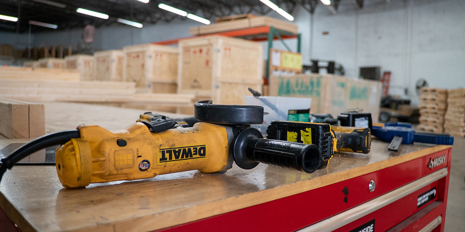 Custom Shipping Crates in the background of the Wood Shipping Crates warehouse.